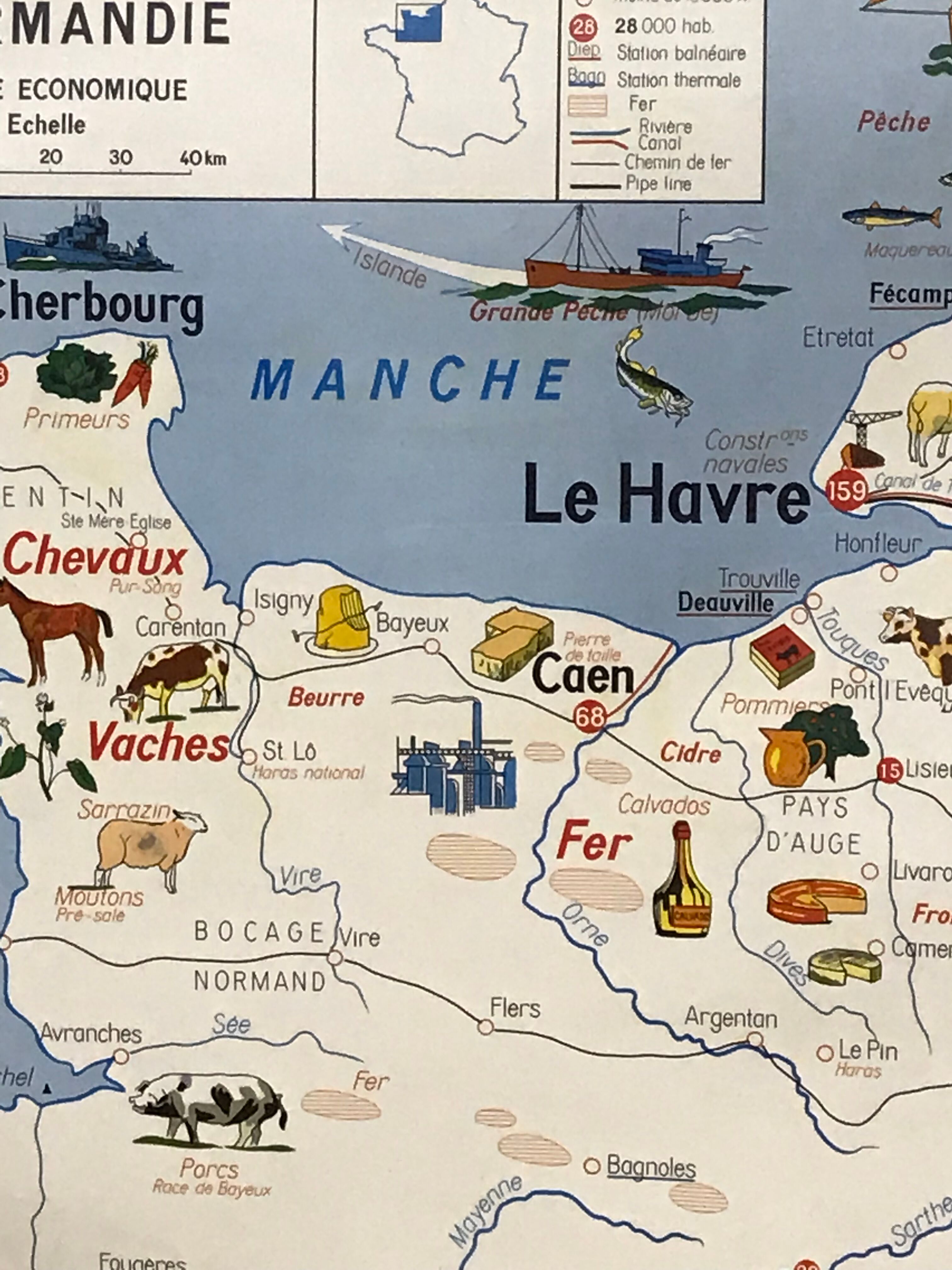Normandy pedagogical map 1964