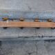 Scandinavian wall coat rack in wood and metal 8 hooks 60s 70s