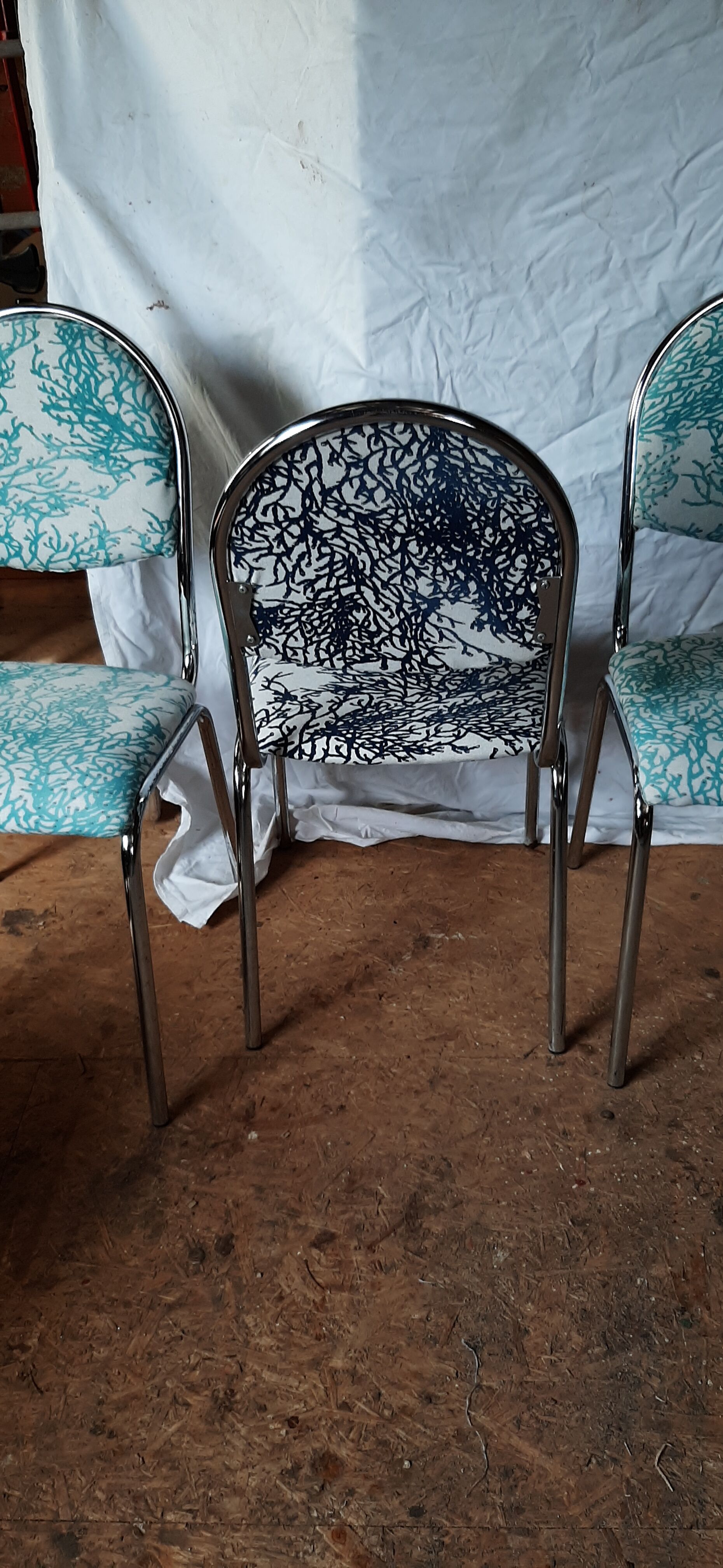 Series of vintage chrome chairs