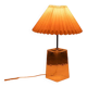 Minimalist glass table lamp from the 80s with a pleated shade.