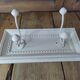 Coat rack wood patiné 2 hooks in metal deco vintage