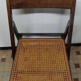 Set of 4 vintage 1970s folding chairs in wood and caning