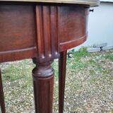 Table bouillotte ancienne avec plateau marbre style louis xvi