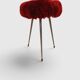 Tabouret tripode vintage "Moumoute" rouge – Pelfran – Années 60