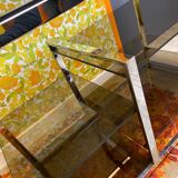 Vintage 70s chrome and smoked glass console