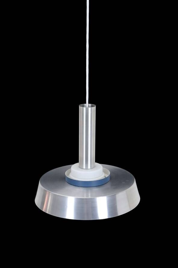 Rare pendant lamp / aluminum / opaline glass / Space Age / Mid-Century Danish Modern design / 1960s / 1970s