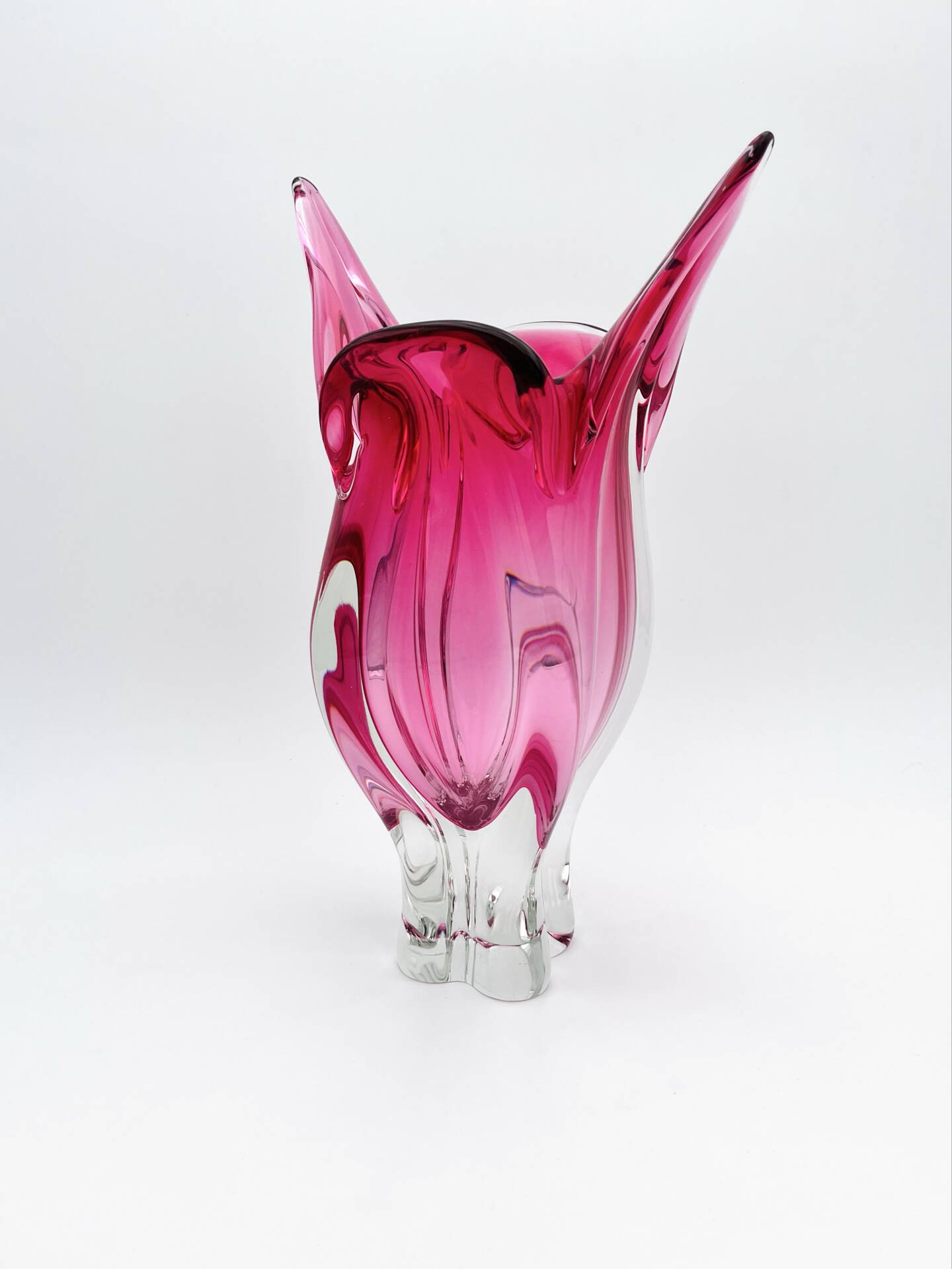 XXL Vase Josef Hospodka Chřibská Bohemian Crystal Rose 60s