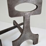 Pair of chenets modernist style steel design 70s