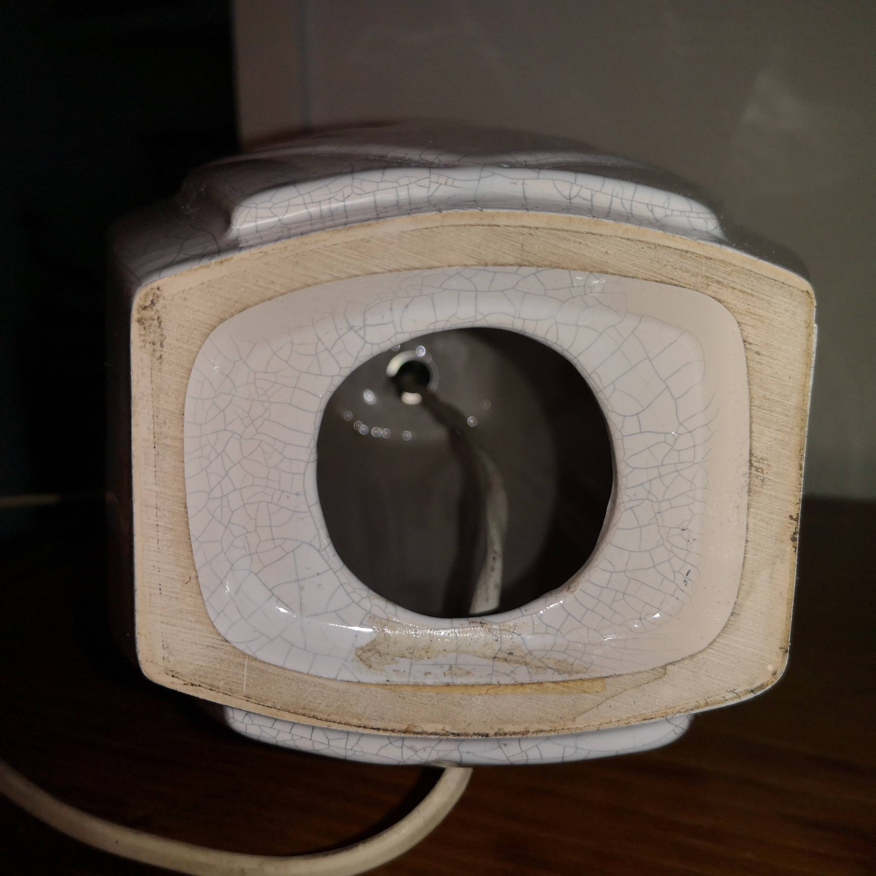 "Fan" lamp base in crackled ceramic - 1980s