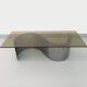 Vintage rectangular Space Age coffee table in steel and smoked glass.