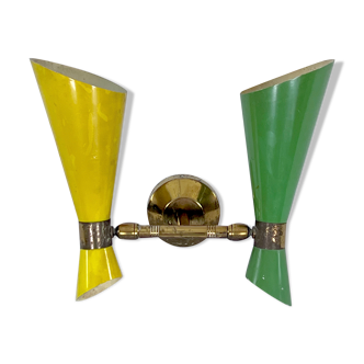 Italian orientable single double cones wall lamp 1950s