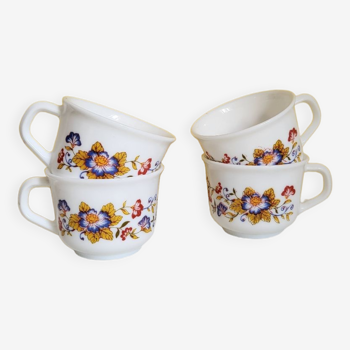 Tasses à café arcopal vintage à fleurs