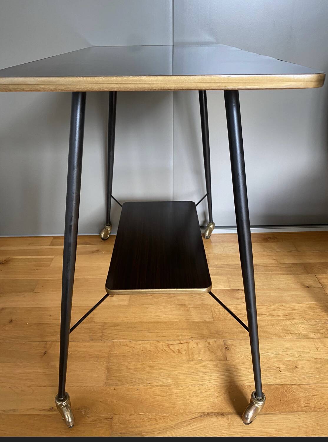 Vintage TV cabinet, Formica table on casters