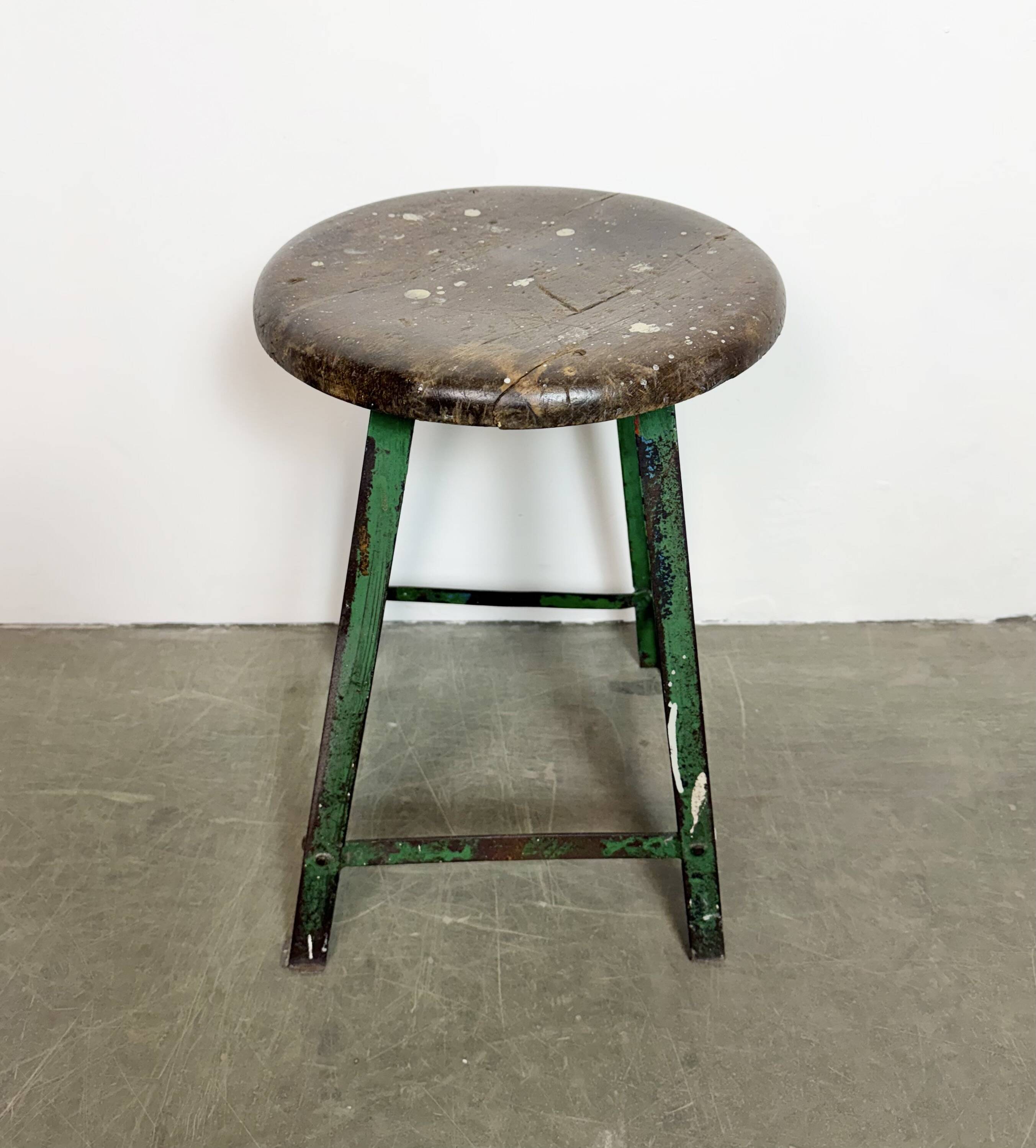 Green Industrial Workshop Stool, 1960s