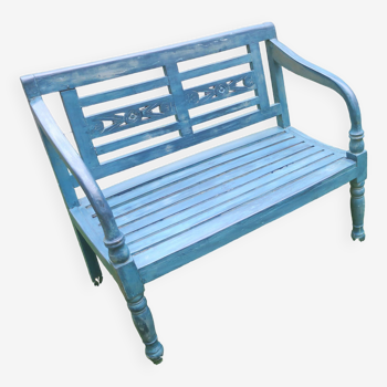 Mid century distressed painted garden bench