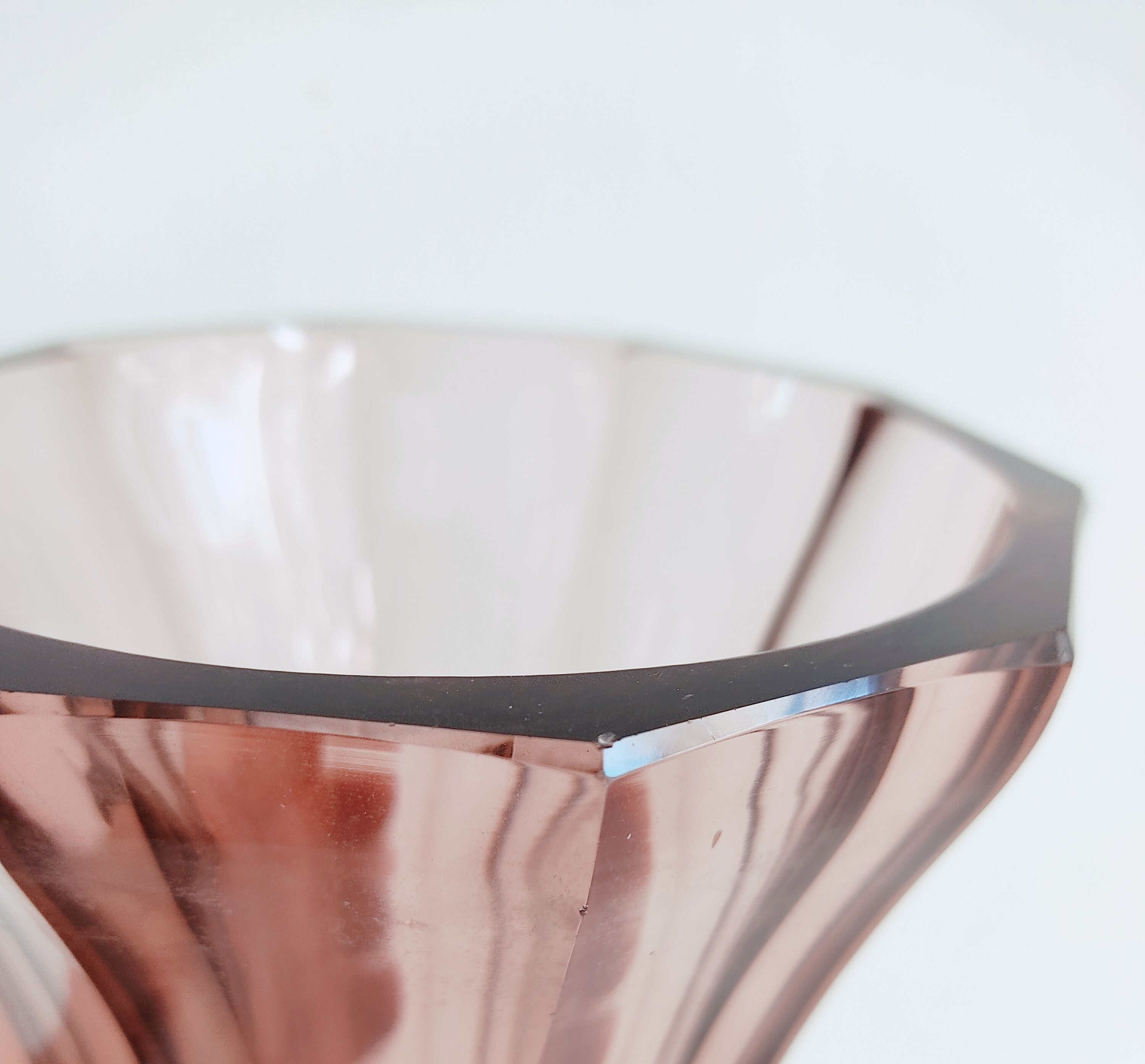 Pair of dark pink crystal vase art deco
