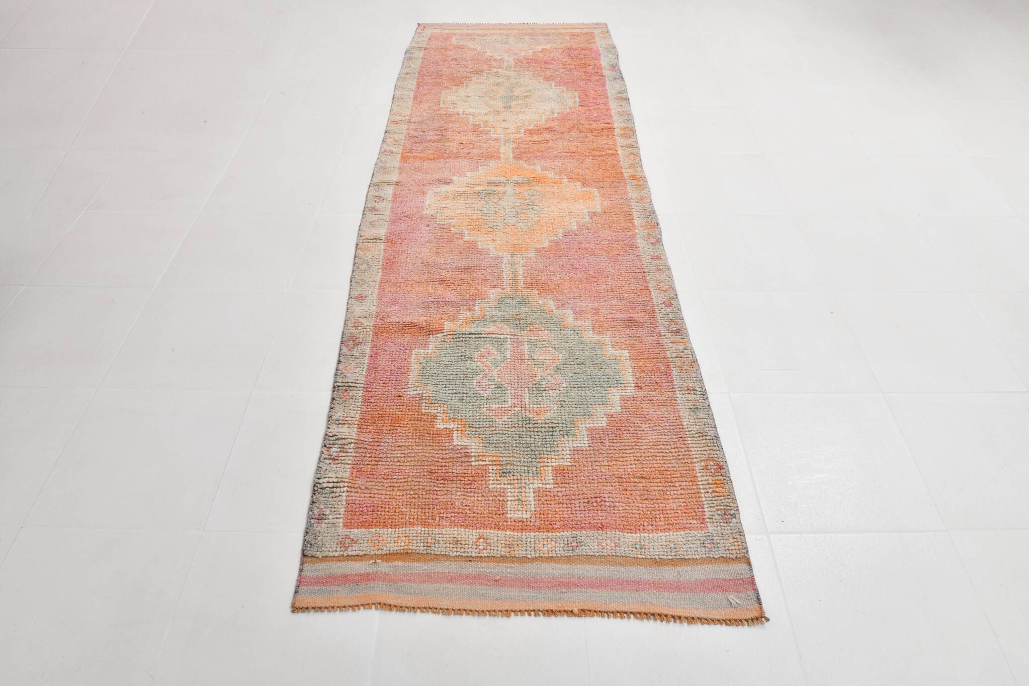 3x10 Peach Red Orange Turkish Runner Rug, 101x311Cm SK 22019
