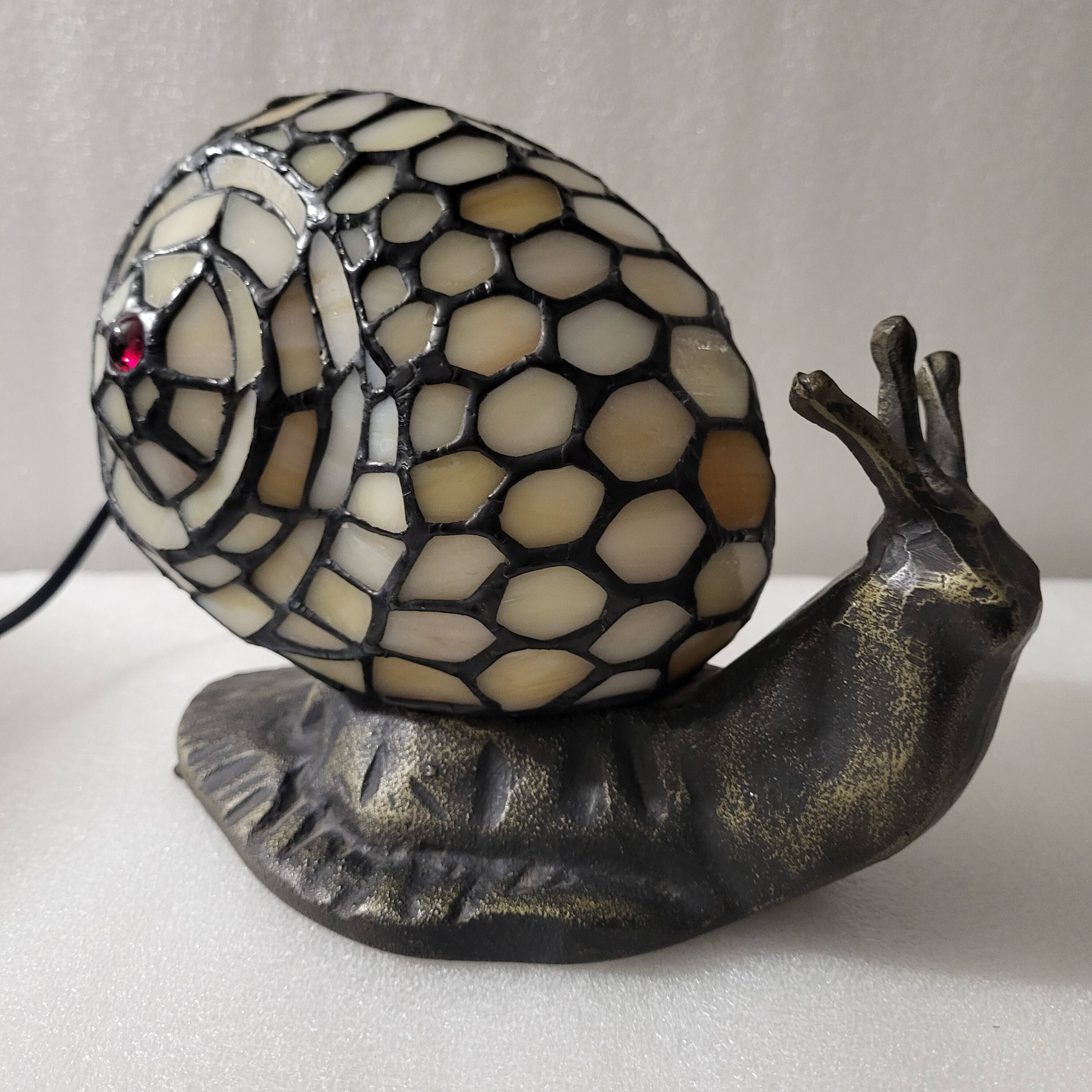 Lampe escargot en vitrail, style Tiffany, Honsel leuchten
