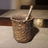Patinated bronze spice mortar and pestle irregularly shaped - 1970s