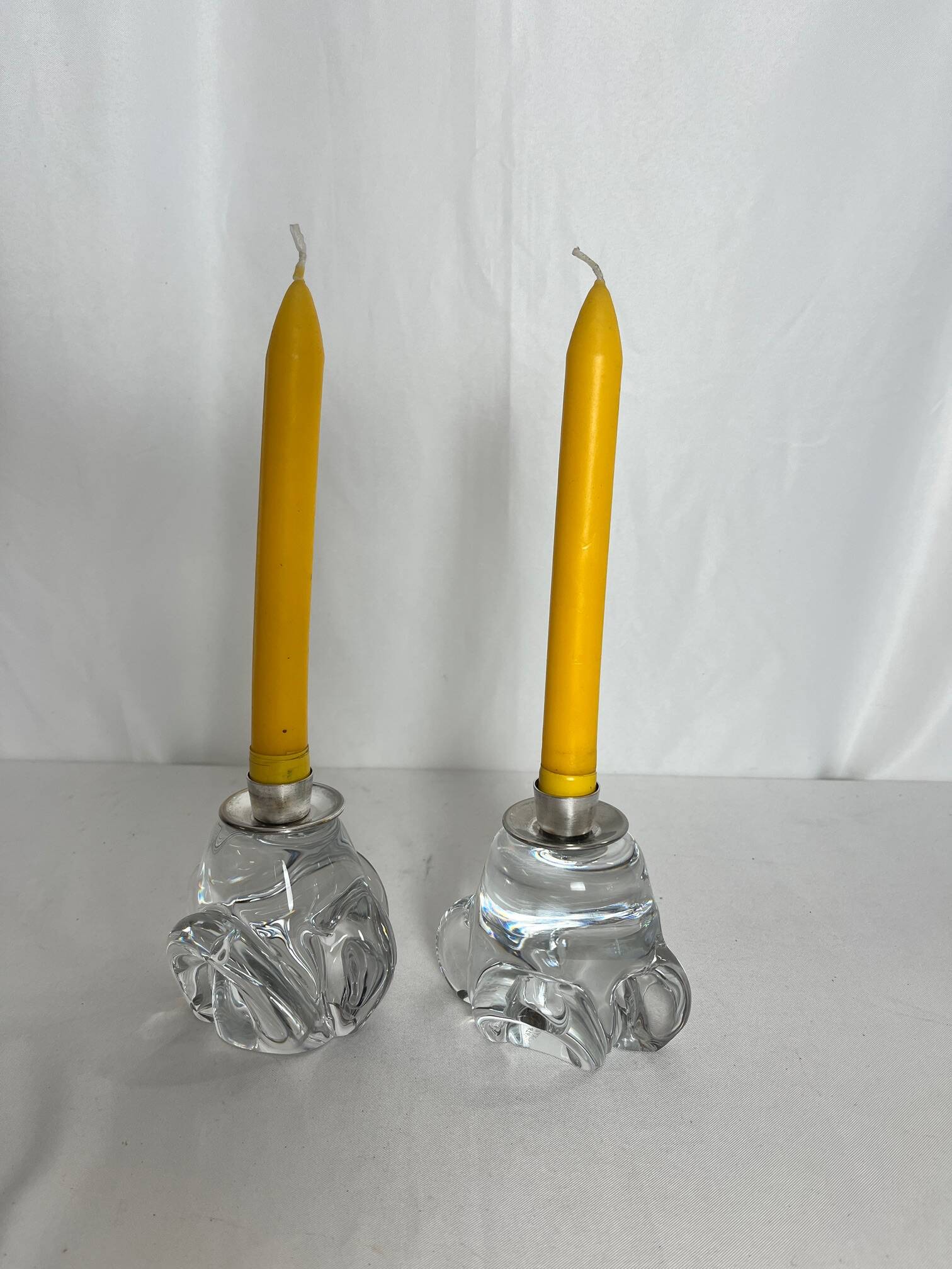 Tableware pair of crystal candlesticks JB France 20th century