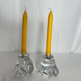 Tableware pair of crystal candlesticks JB France 20th century