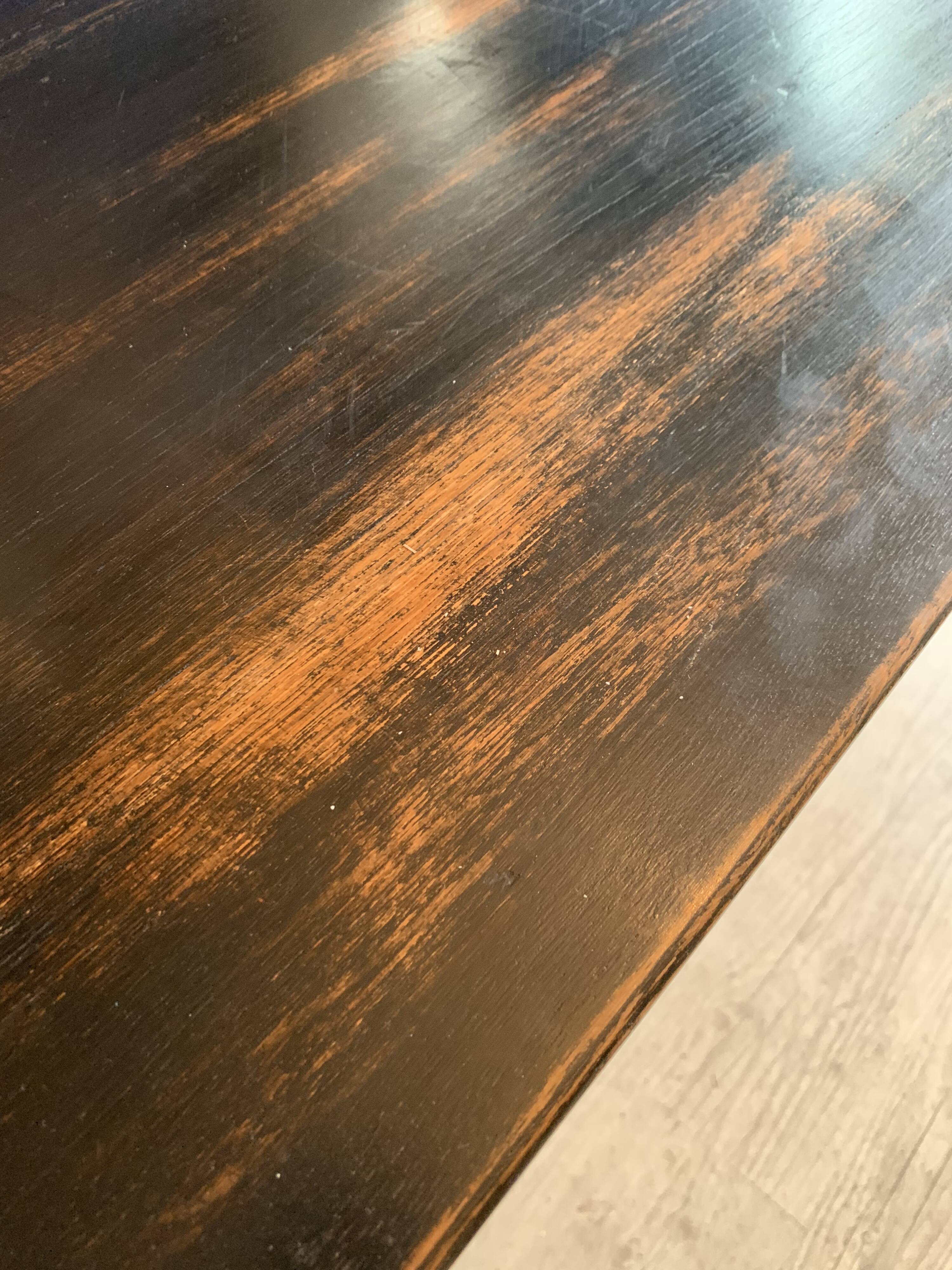 Old black patinated oak farm table 19th