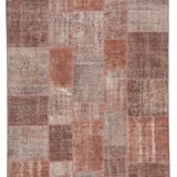 Handwoven Oriental Overdyed 198 cm x 300 cm Brown Patchwork Carpet