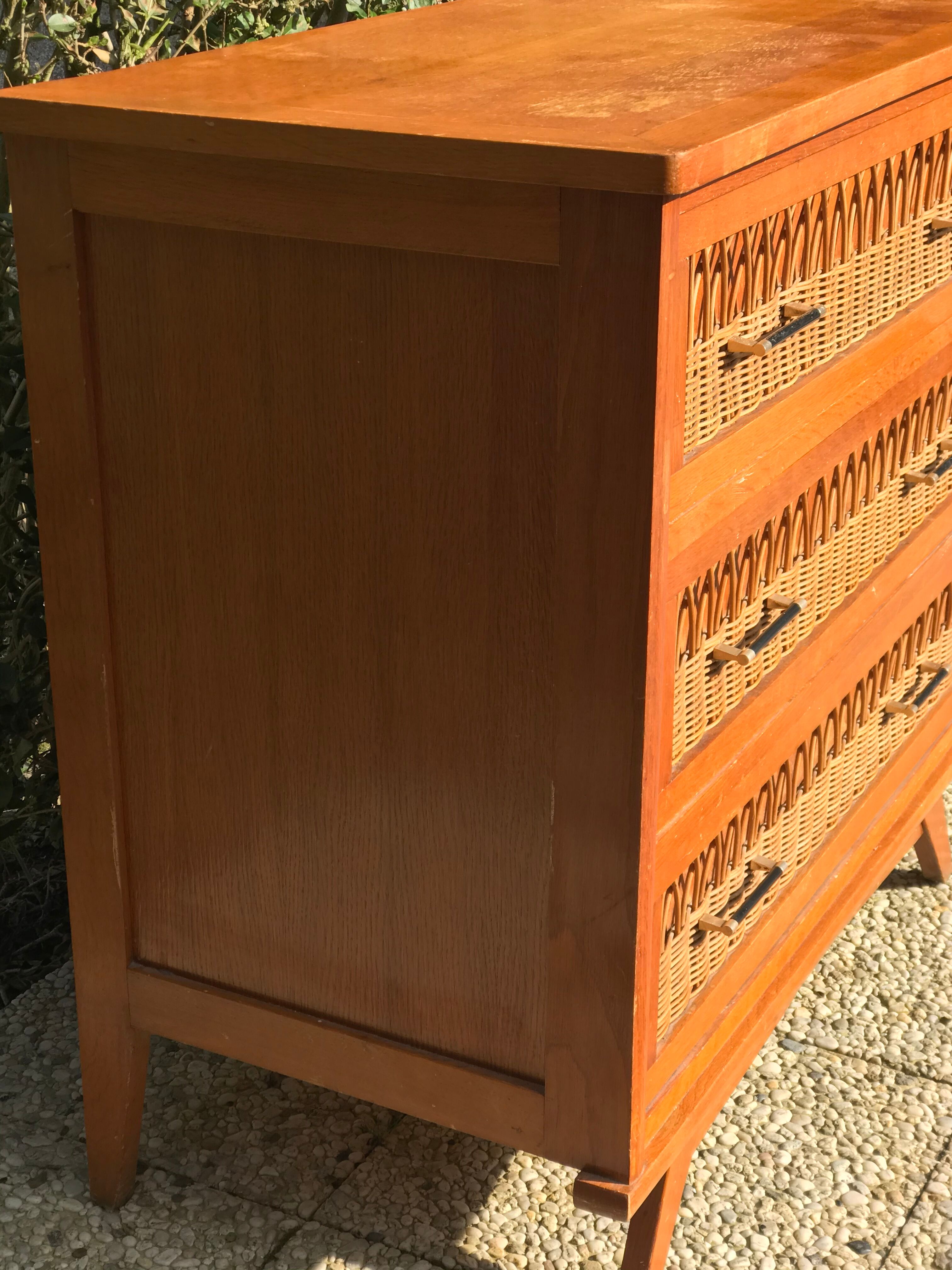 Vintage rattan chest of drawers