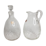 Carafe et pichet en cristal de bohème, années 60