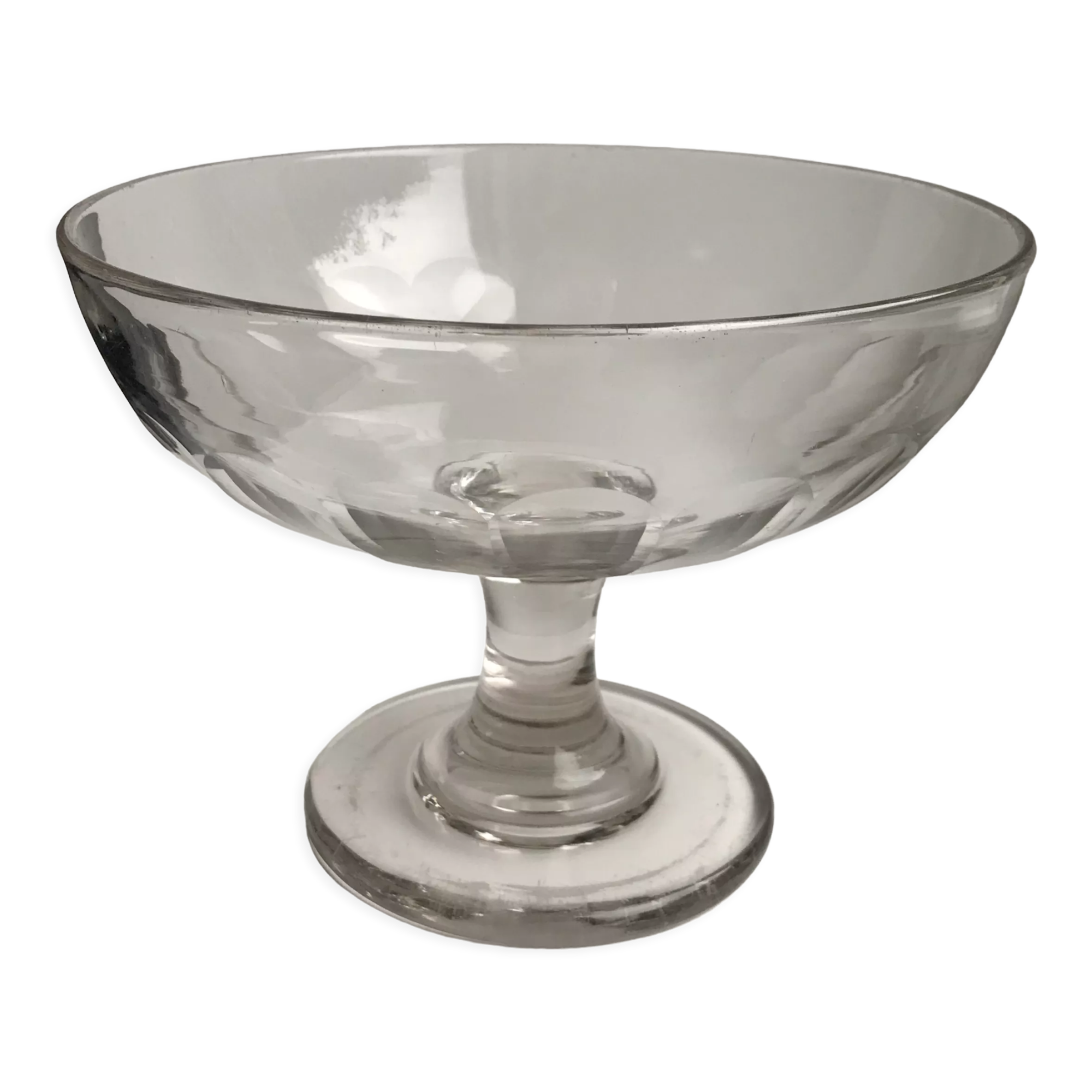 Compotier corbeille à fruit en verre moulé début XXème
