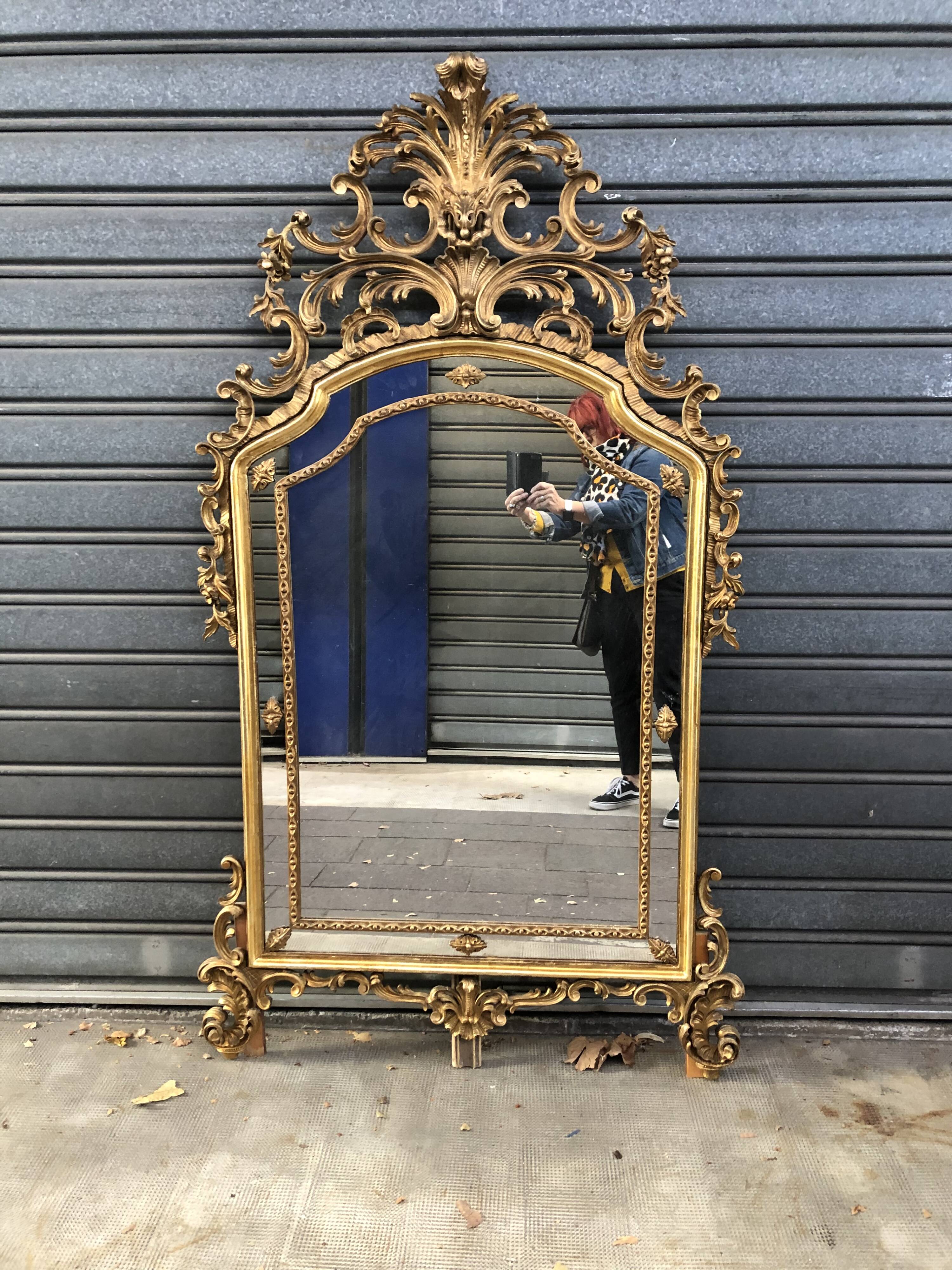 Gilded wooden mirror in baroque style  100x180cm