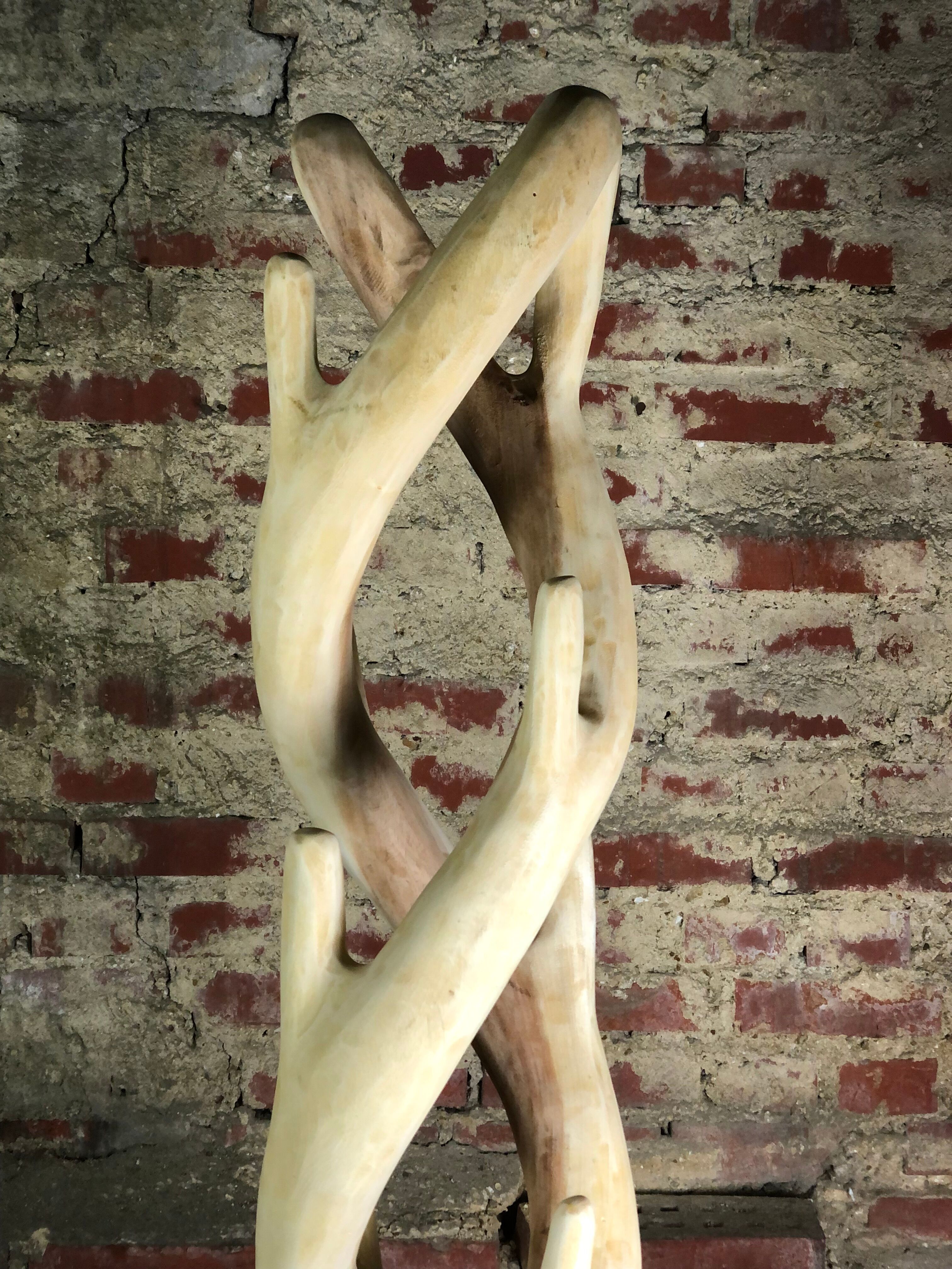 Brutalist coat rack carved in Suar WOOD HT 193 cm