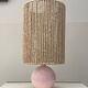Pink Ceramic Ball Lamp - Hemp Shade - Vintage - 1980s