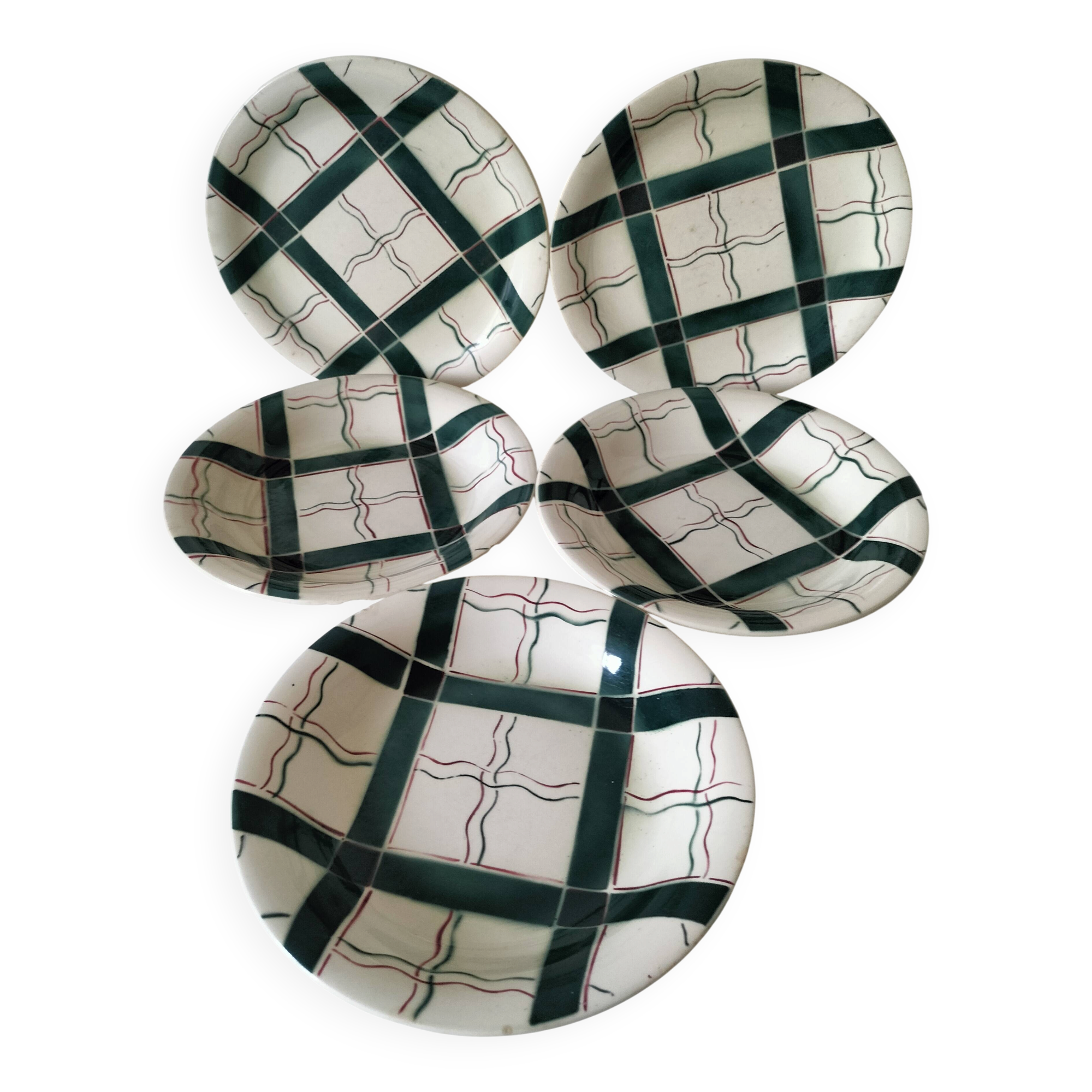 5 Sarreguemines plates model Cambo – Basque decoration – vintage 1950s