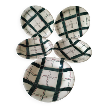 5 Sarreguemines plates model Cambo – Basque decoration – vintage 1950s