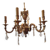 Lucien Gau, bronze worker since 1860 - Bronze chandelier with crystal pendants