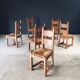 Handcrafted Oak and Rush Dining Chairs, Belgium, 1960s, Set of 6