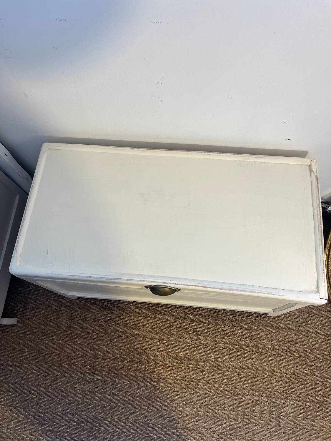 Vintage white patinated wooden chest