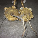 pair of bronze swan collar wall light