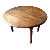 Table ronde en noyer a abattants - style louis philippe