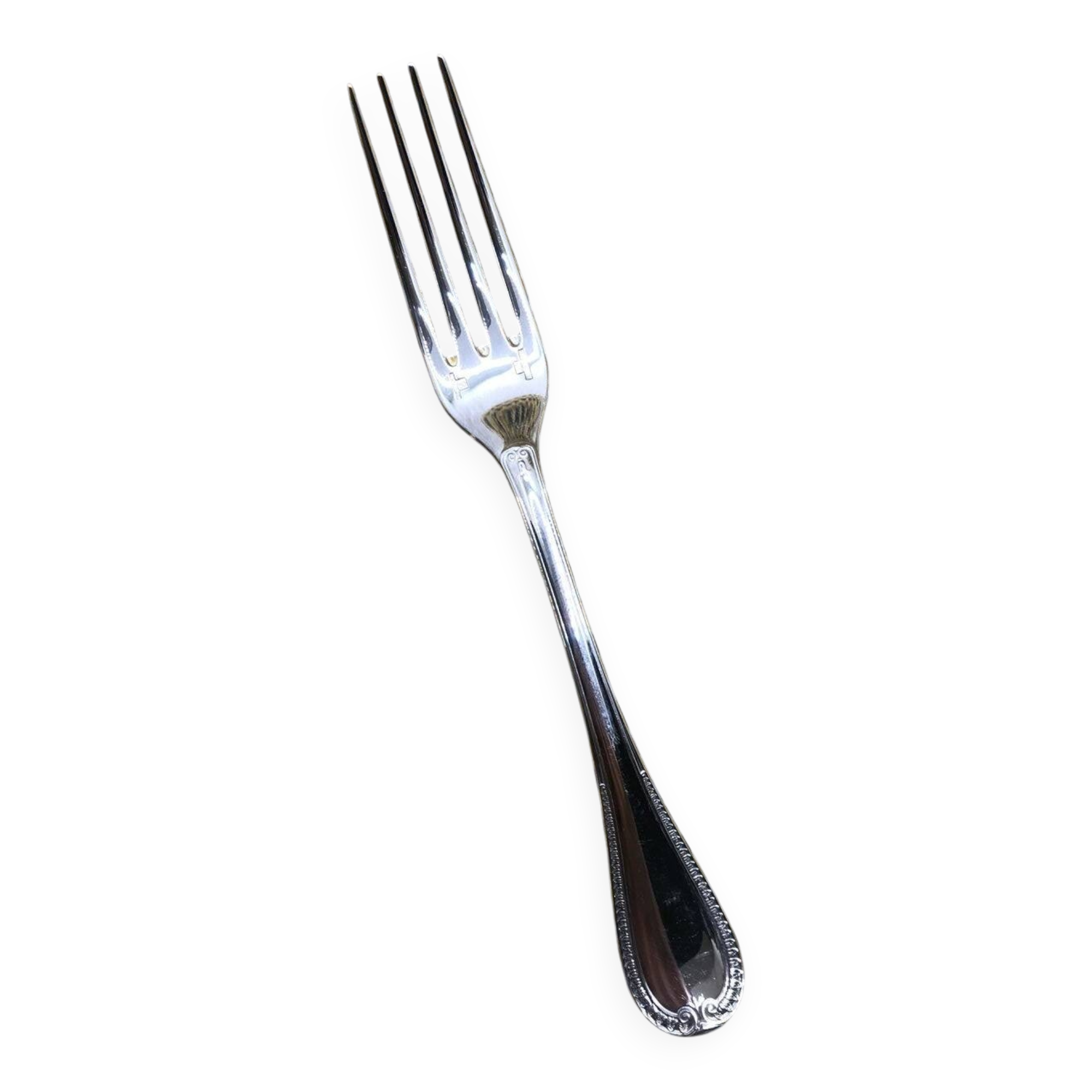 Christofle silver-plated dessert fork, Malmaison model