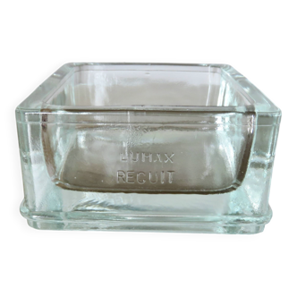 Glass block, ashtray, signed LUMAX, annealed, 1940s 50s, Le Corbusier