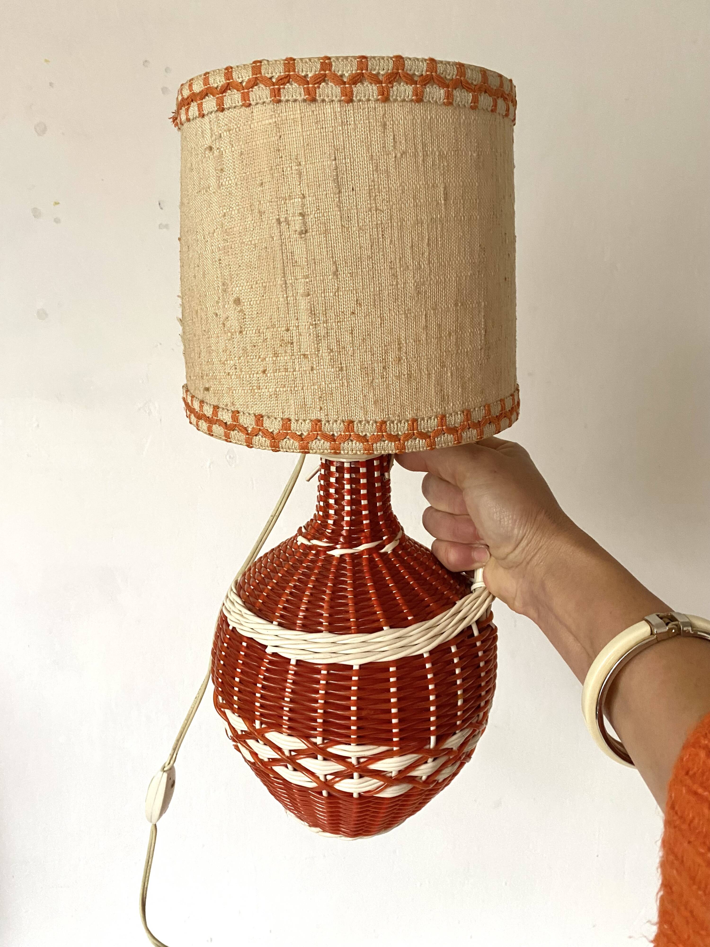 Vintage scoubidou bottle lamp, 1960s