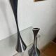 Pair of designer candle holders in stainless steel