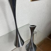 Paire de bougeoirs design en acier inoxydable