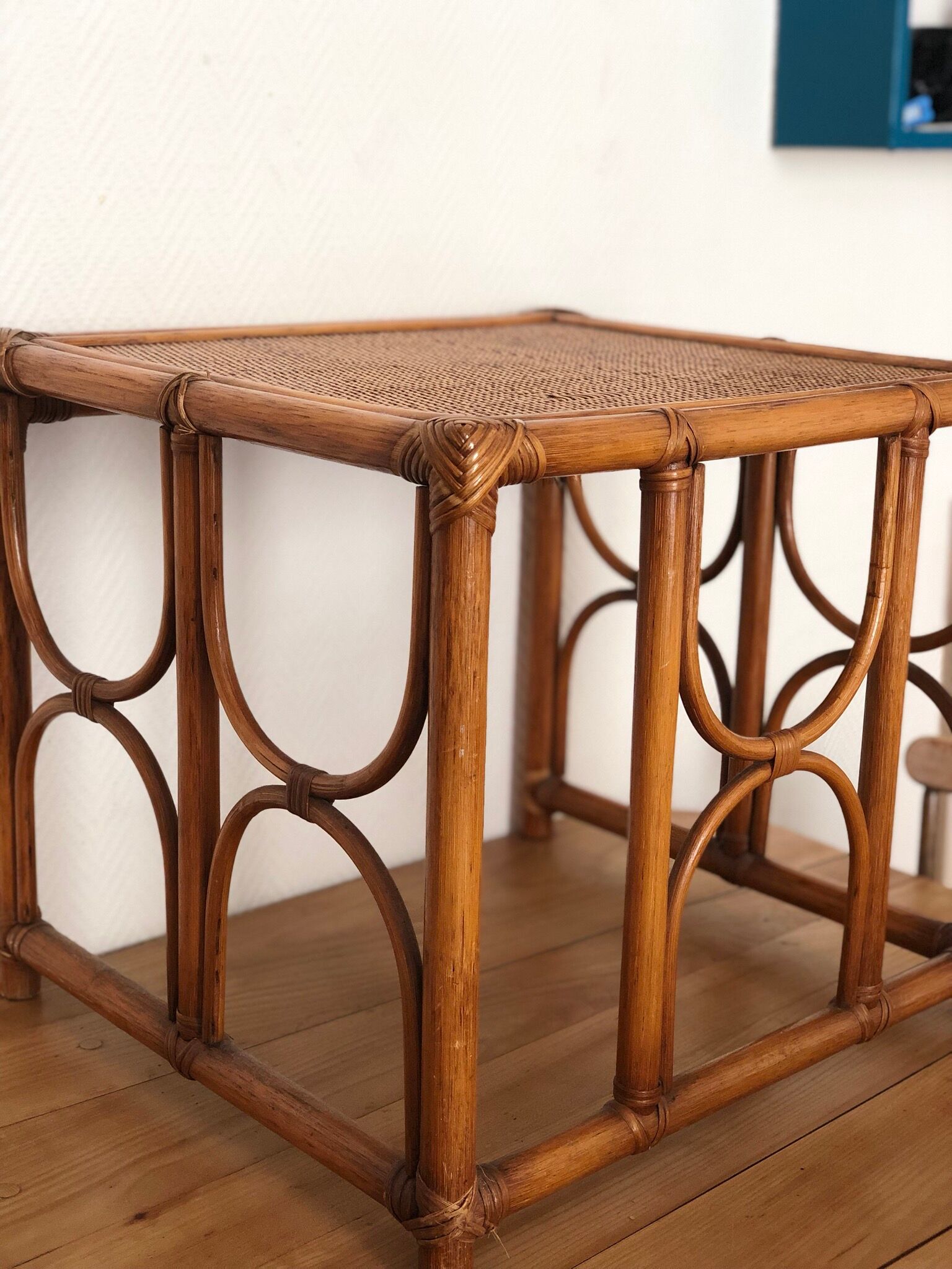 Rattan and bamboo coffee table