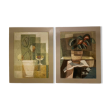 Pair of framed oils on wood