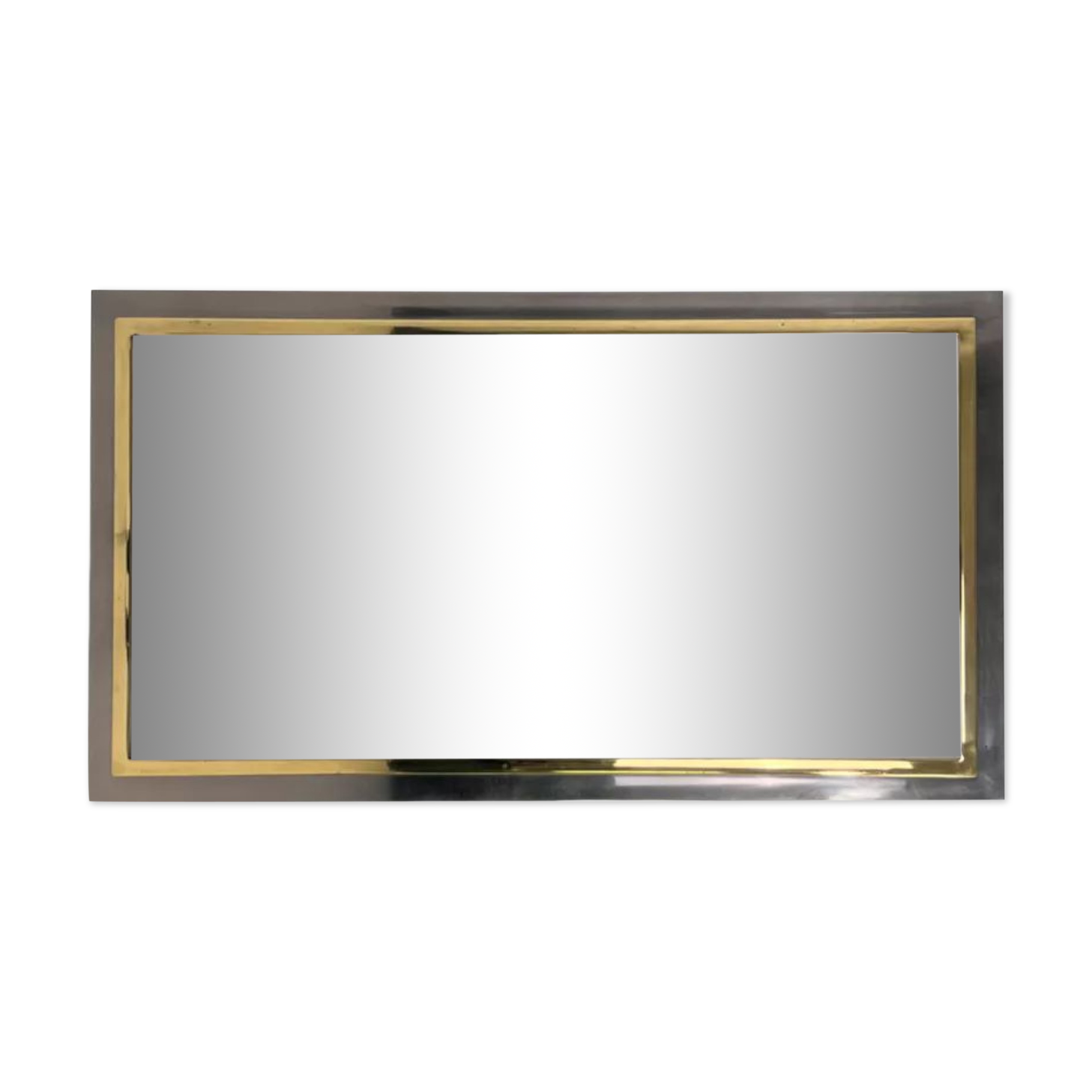 Vintage mirror in varnished metal and brass by BelgoChrome