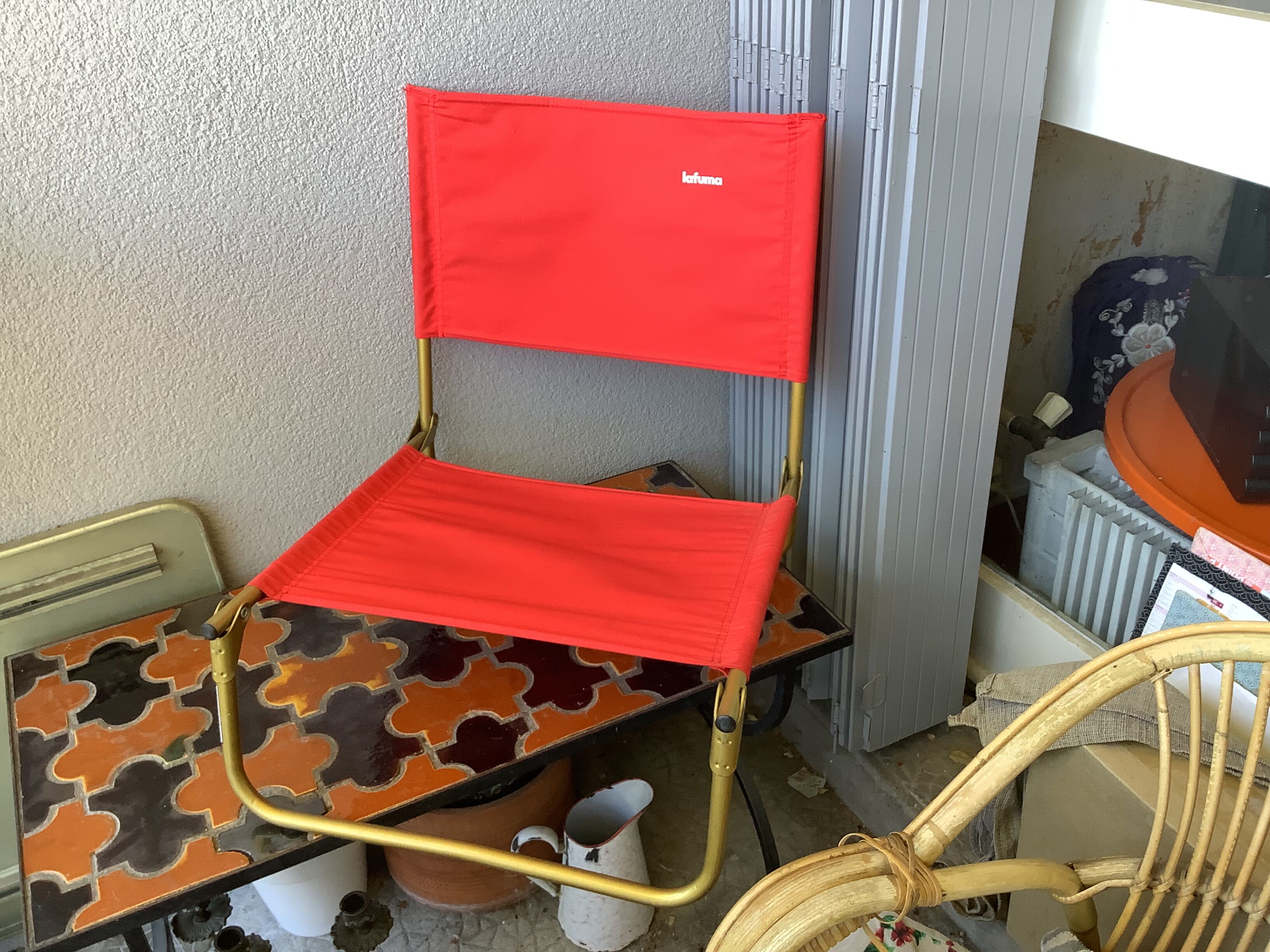 Vintage low folding Lafuma chair