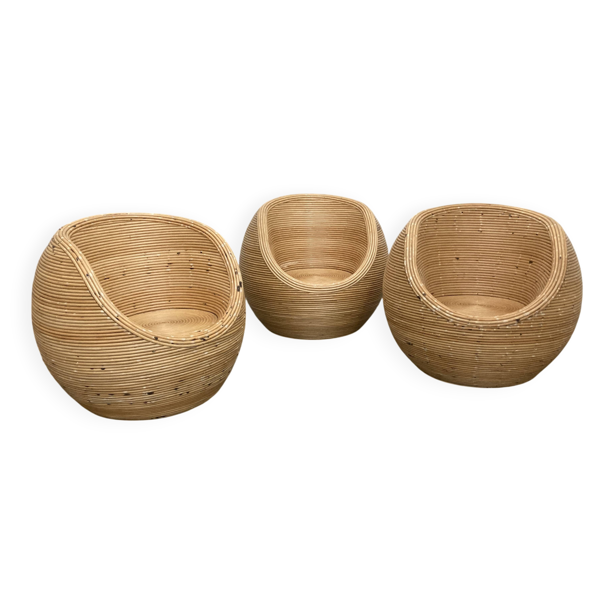 Set of Rattan Bamboo Kids Armchair Mid - Century Gabriella Crespi Style